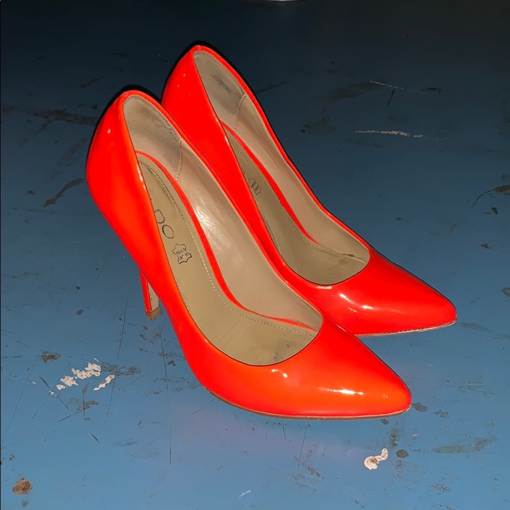 Bright orange Aldo pumps size 39